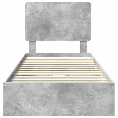 Storage Bed Concrete Grey 90 x 190 cm Engineered Wood