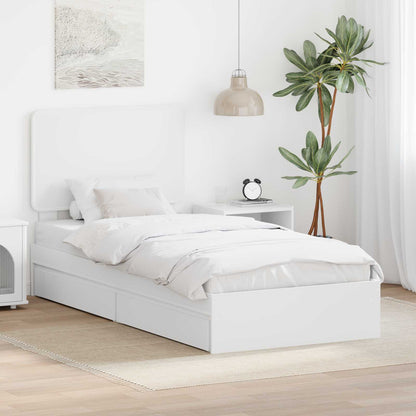 Storage Bed with Headboard White 75 x 190 cm Engineered Wood
