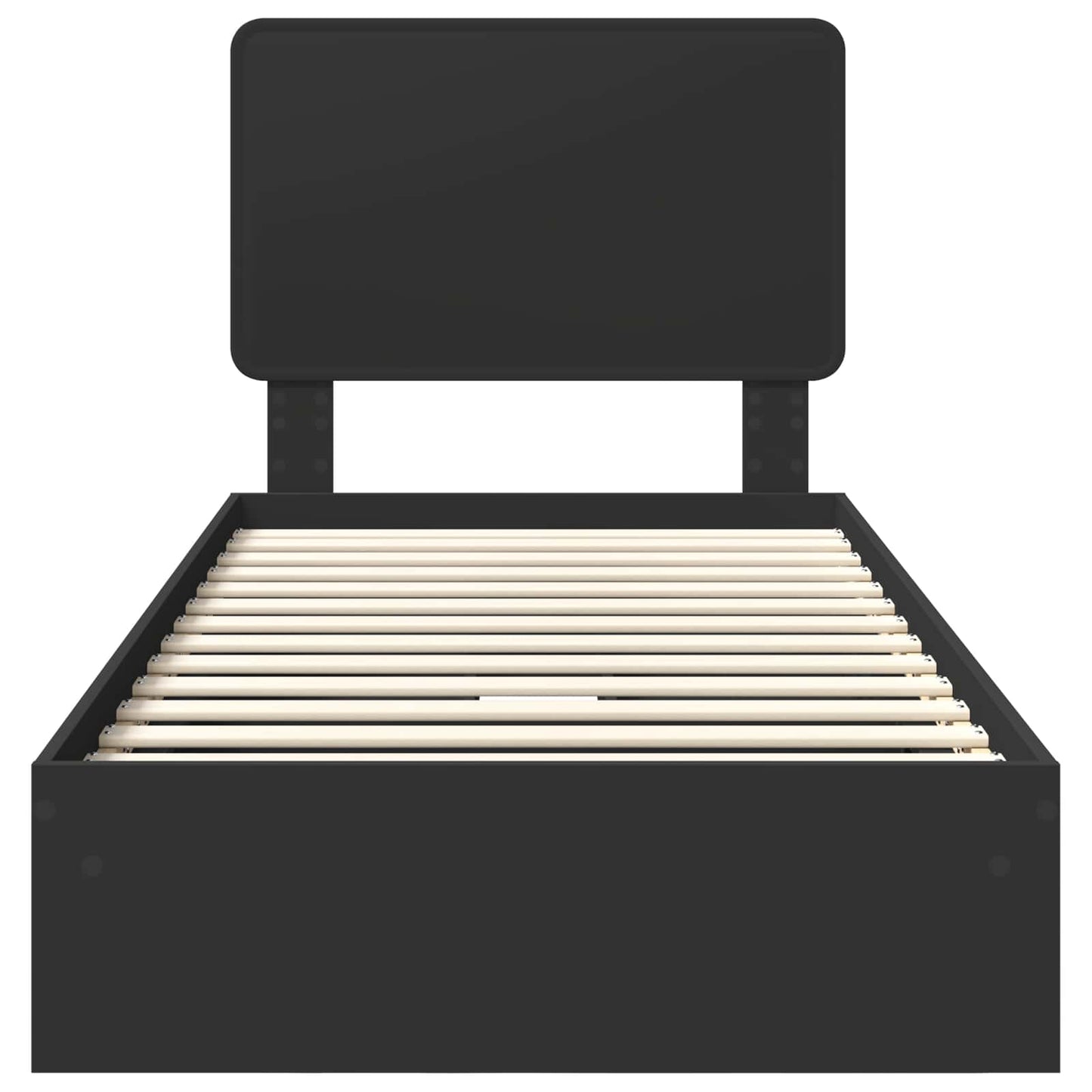 Storage Bed with Headboard Black 75 x 190 cm Engineered Wood