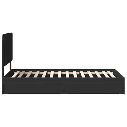 Storage Bed with Headboard Black 75 x 190 cm Engineered Wood