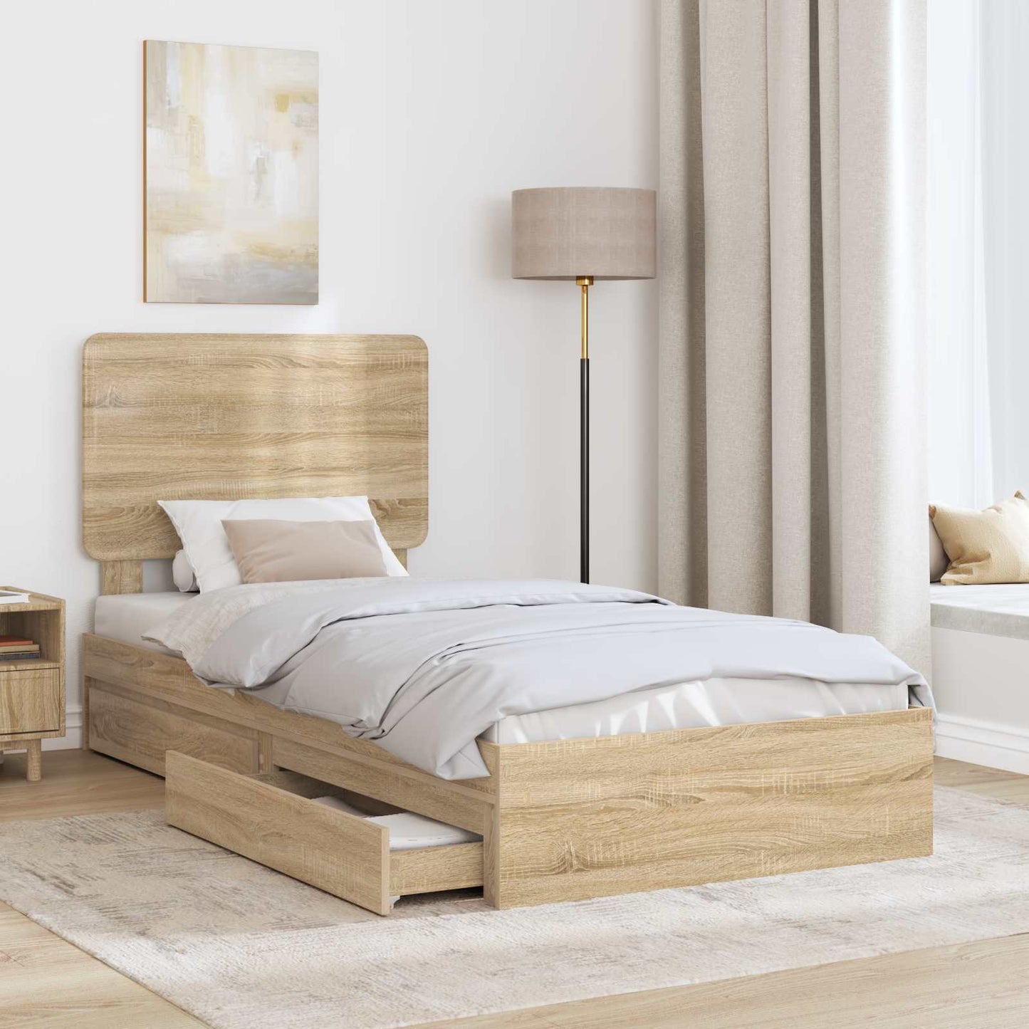 Storage Bed with Drawer Sonoma Oak 75 x 190 cm Engineered Wood