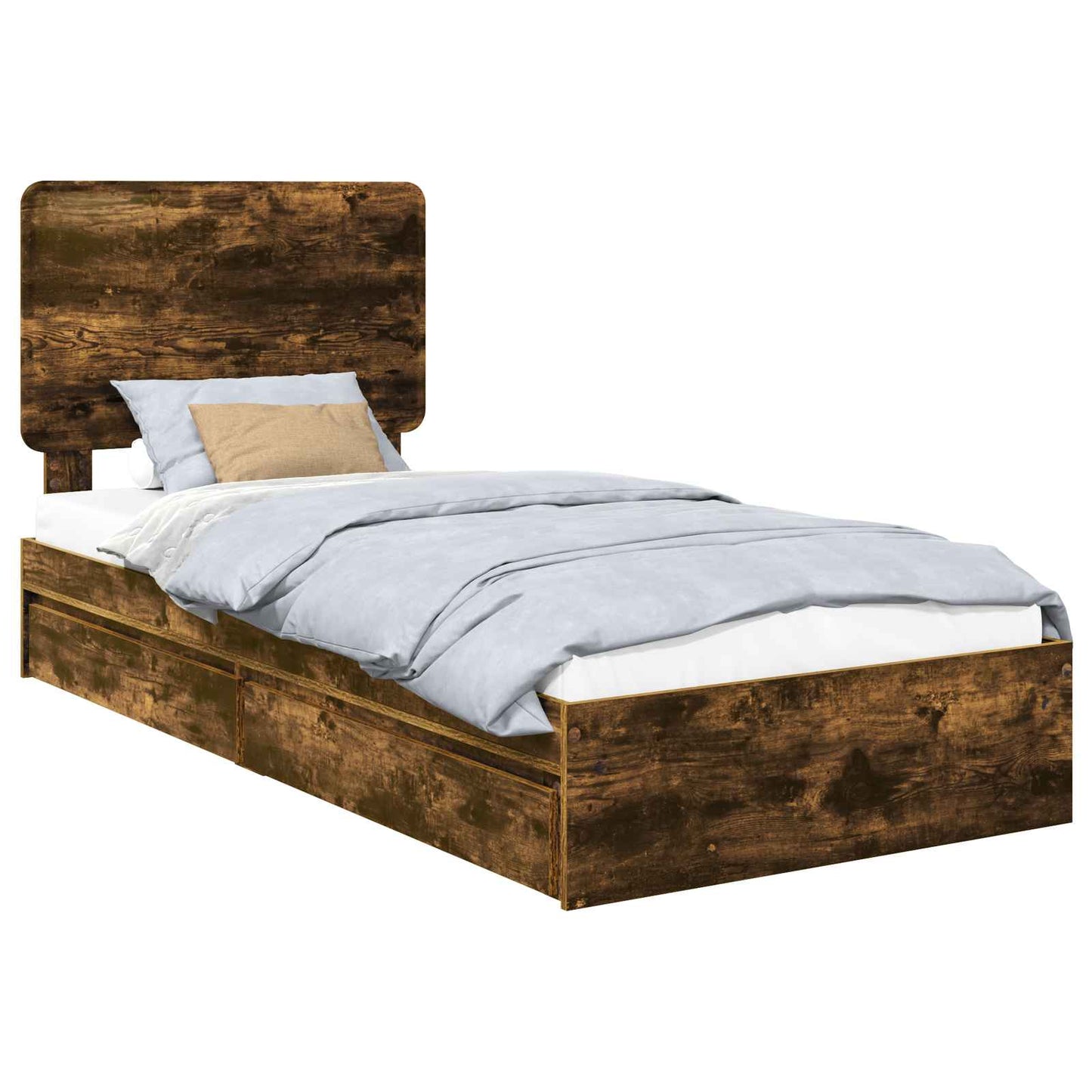 Storage Bed with Drawer Smoked Oak 75 x 190 cm Engineered Wood
