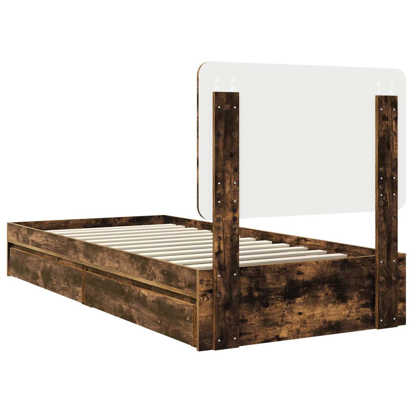 Storage Bed with Drawer Smoked Oak 75 x 190 cm Engineered Wood