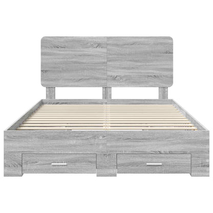 Bed Frame with Drawer Grey Sonoma 160 x 200 cm Engineered Wood