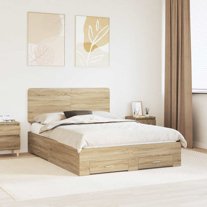 Bed Frame with Drawer Sonoma Oak 150 x 200 cm Engineered Wood