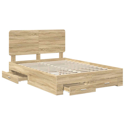 Bed Frame with Drawer Sonoma Oak 150 x 200 cm Engineered Wood