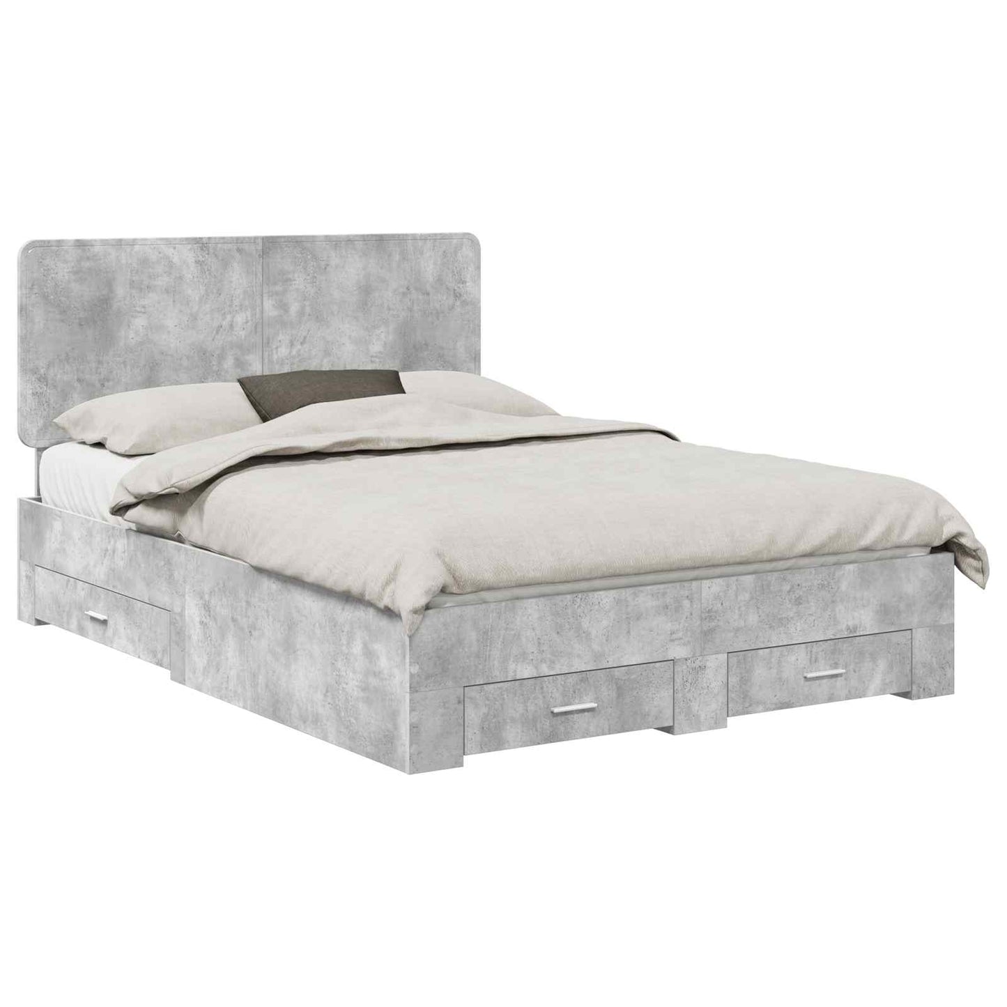 Bed Frame Concrete Grey 150 x 200 cm Engineered Wood