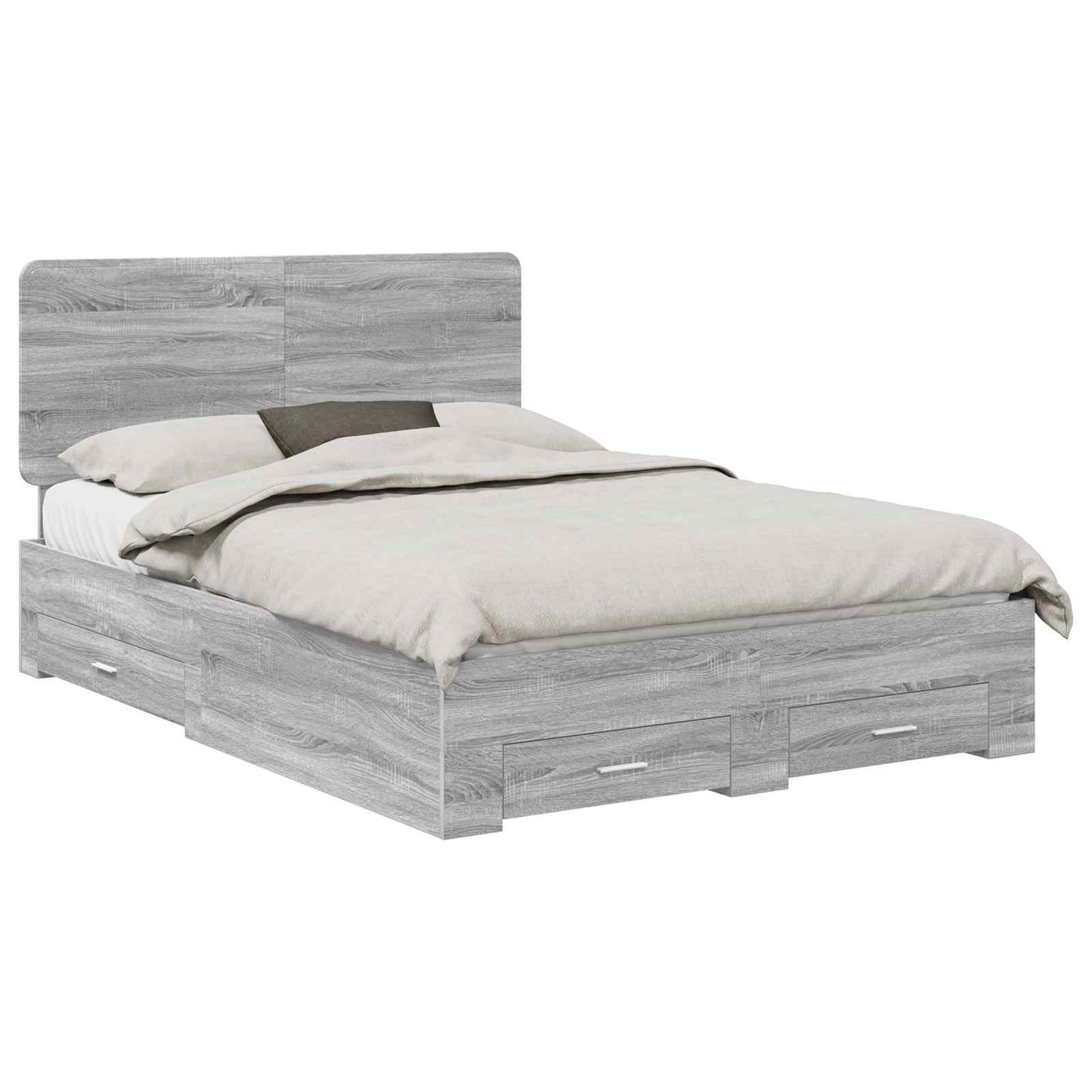 Bed Frame with Drawer Grey Sonoma 150 x 200 cm Engineered Wood
