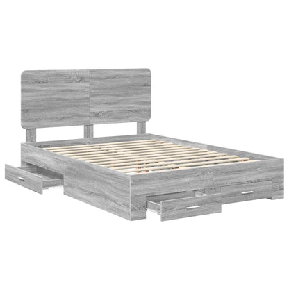 Bed Frame with Drawer Grey Sonoma 150 x 200 cm Engineered Wood