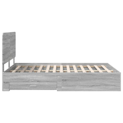 Bed Frame with Drawer Grey Sonoma 150 x 200 cm Engineered Wood