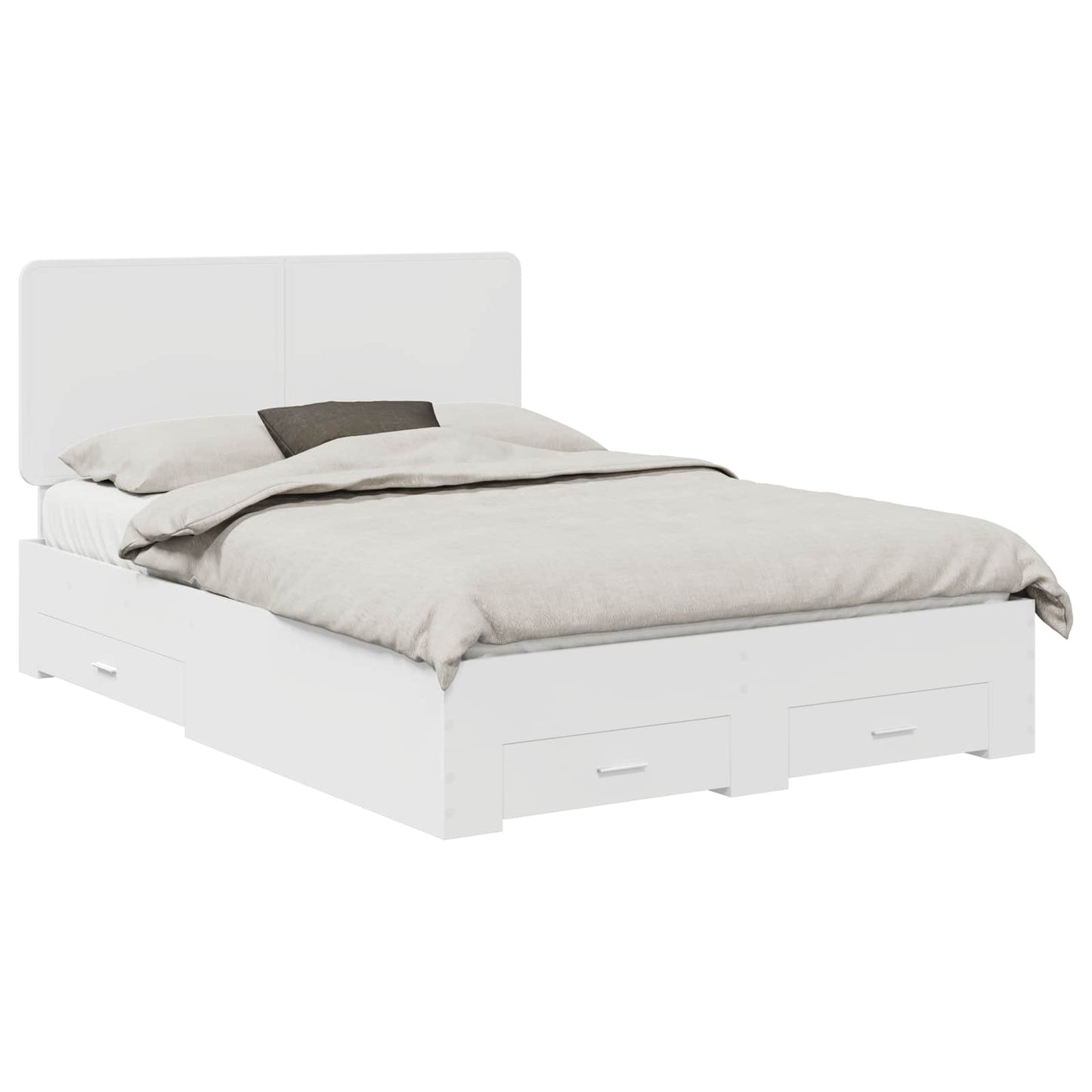Bed Frame with Headboard White 140 x 200 cm Engineered Wood