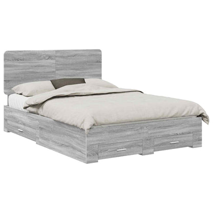 Bed Frame with Drawer Grey Sonoma 140 x 200 cm Engineered Wood