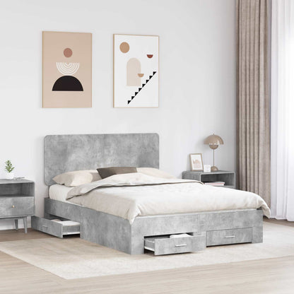 Bed Frame Concrete Grey 140 x 190 cm Engineered Wood