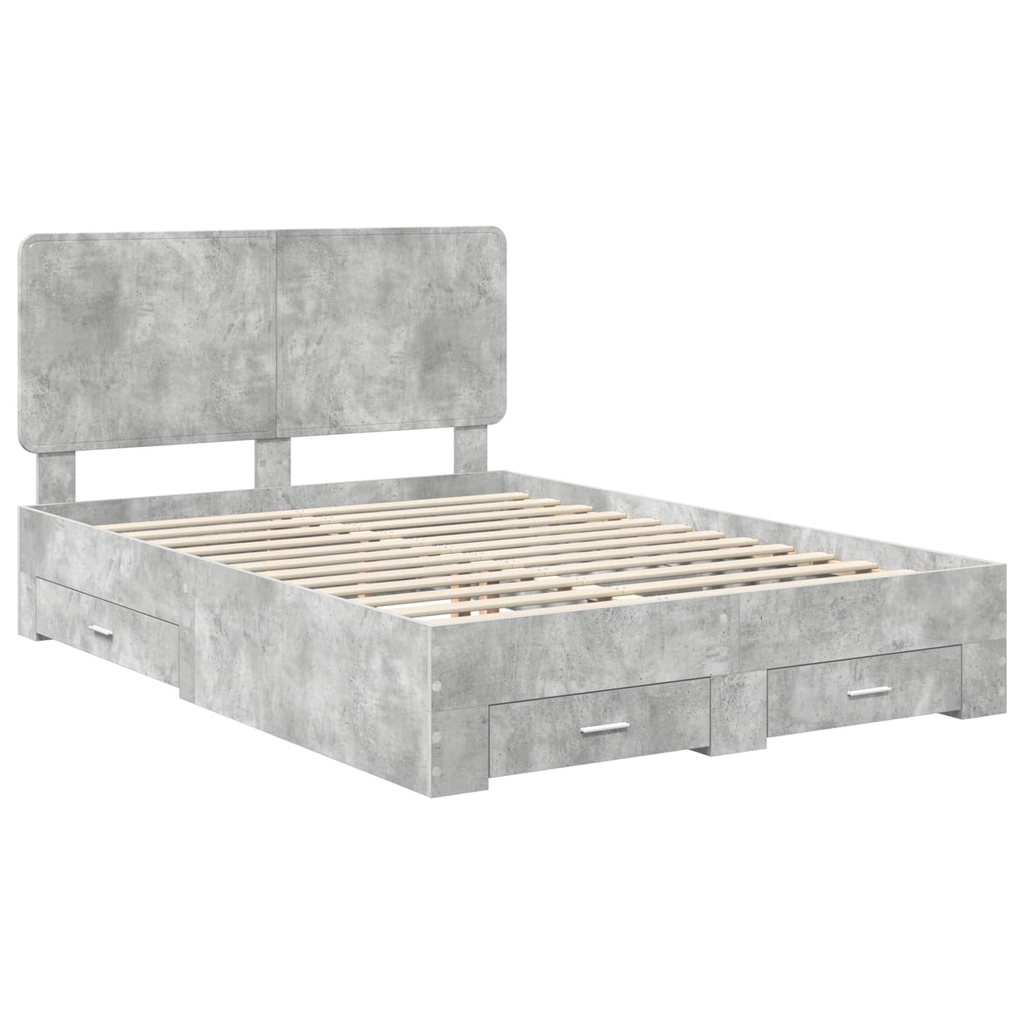 Bed Frame Concrete Grey 140 x 190 cm Engineered Wood