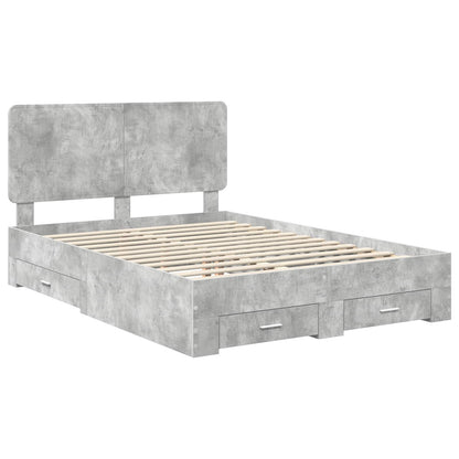 Bed Frame Concrete Grey 140 x 190 cm Engineered Wood