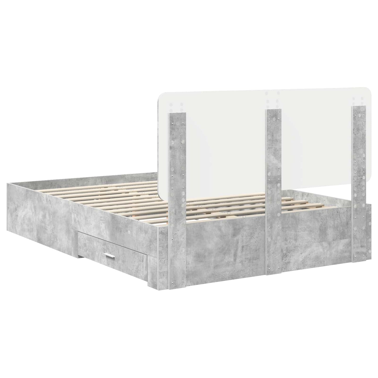 Bed Frame Concrete Grey 140 x 190 cm Engineered Wood