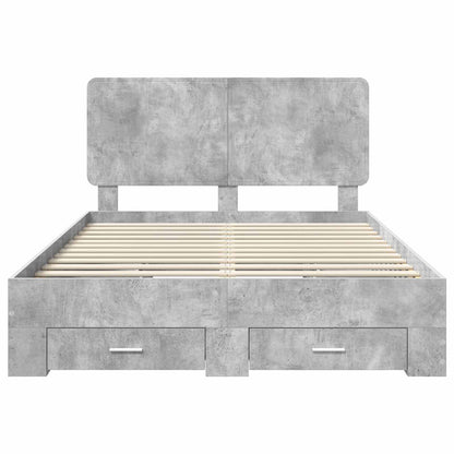 Bed Frame Concrete Grey 140 x 190 cm Engineered Wood