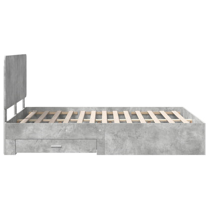 Bed Frame Concrete Grey 140 x 190 cm Engineered Wood