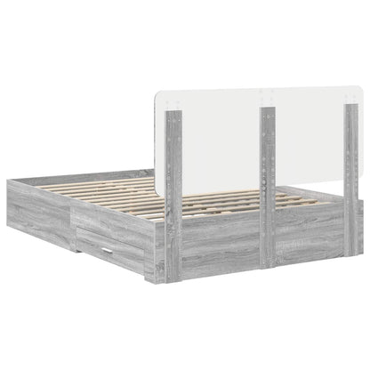 Bed Frame with Drawer Grey Sonoma 140 x 190 cm Engineered Wood