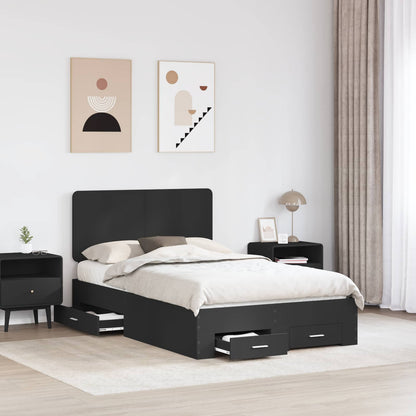 Bed Frame with Headboard Black 135 x 190 cm Engineered Wood