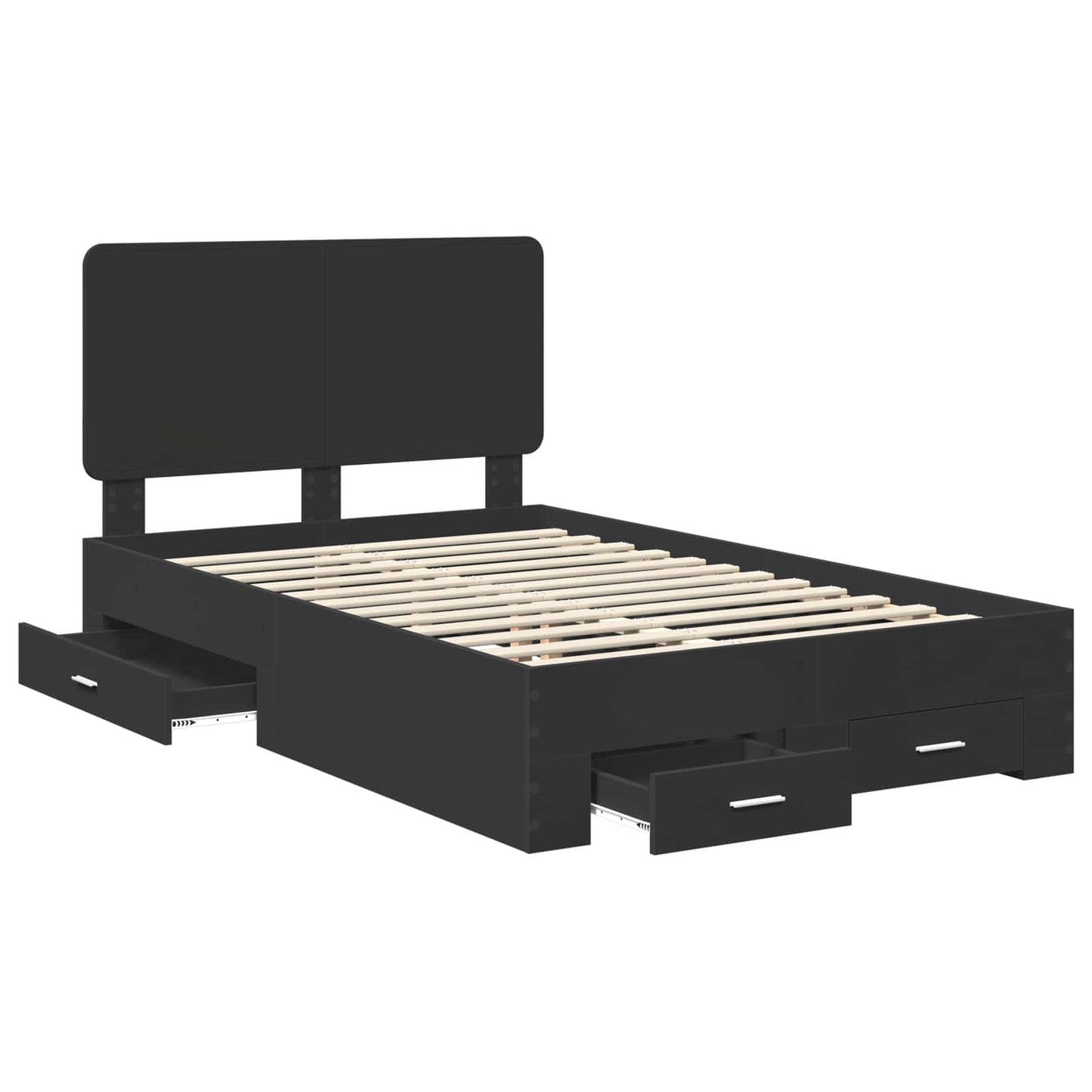 Bed Frame with Headboard Black 135 x 190 cm Engineered Wood