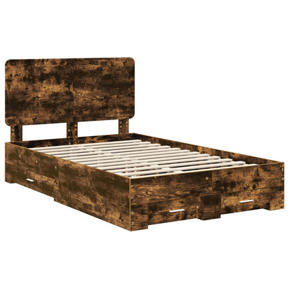 Bed Frame with Drawer Smoked Oak 120 x 200 cm Engineered Wood