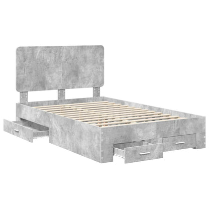 Bed Frame Concrete Grey 120 x 190 cm Engineered Wood