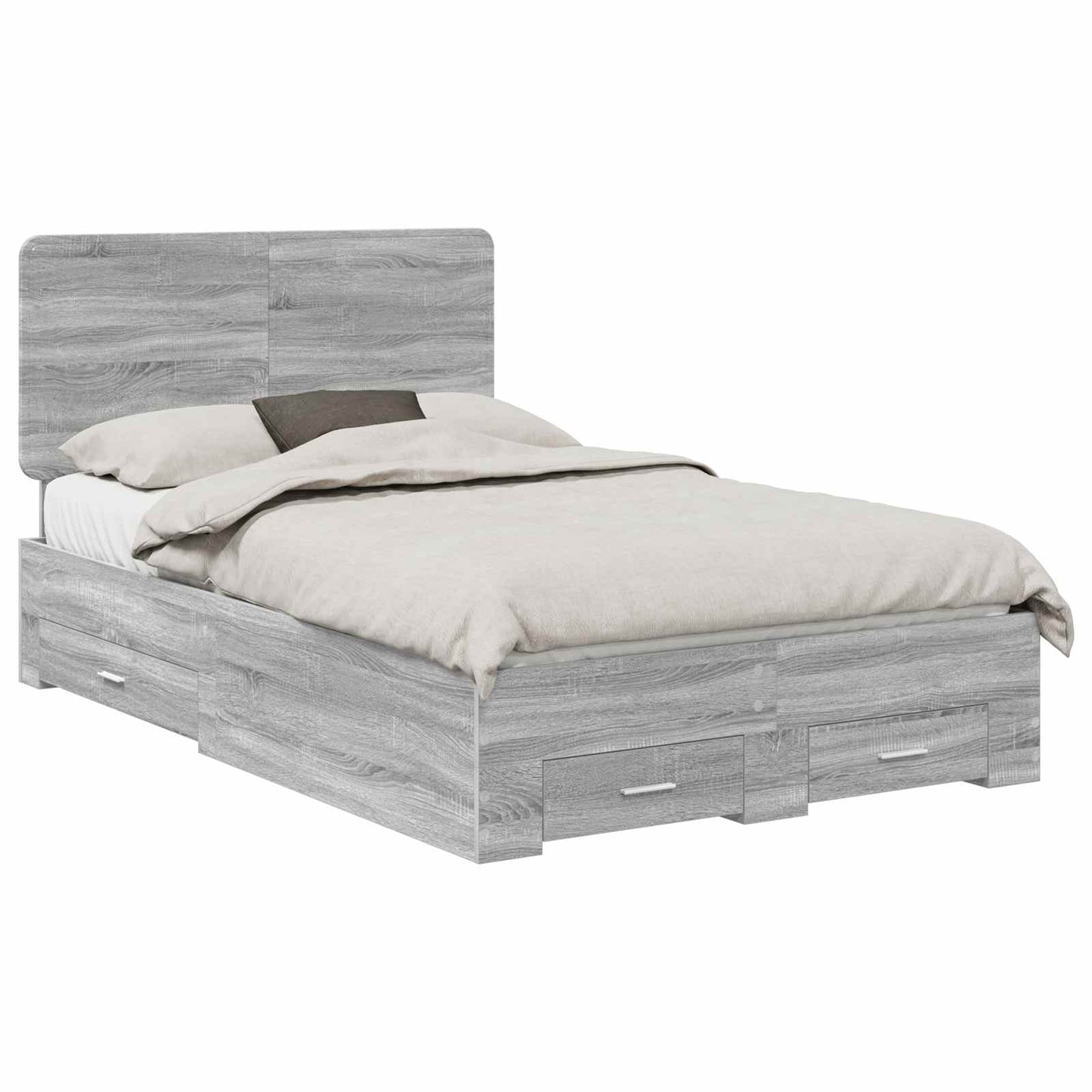 Bed Frame with Drawer Grey Sonoma 120 x 190 cm Engineered Wood