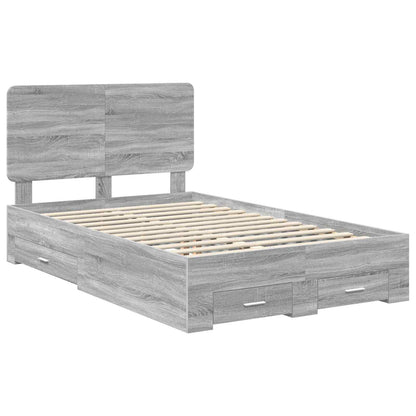 Bed Frame with Drawer Grey Sonoma 120 x 190 cm Engineered Wood