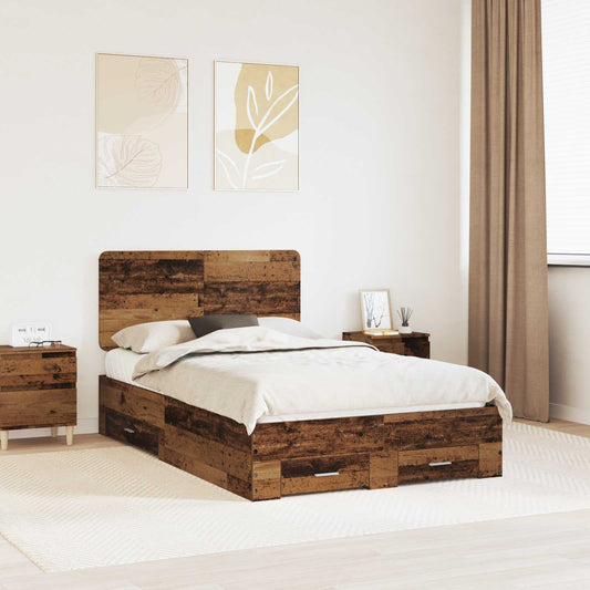 Bed Frame with Drawer Old Wood 120 x 190 cm Engineered Wood