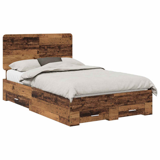 Bed Frame with Drawer Old Wood 120 x 190 cm Engineered Wood