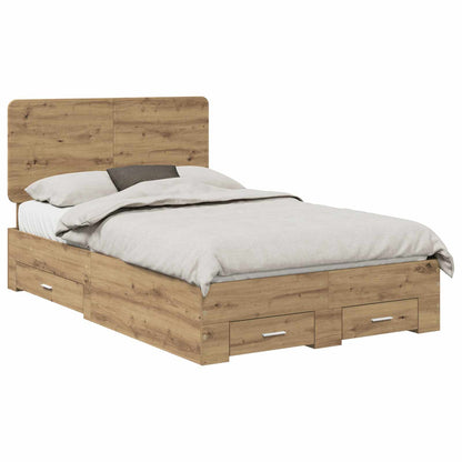 Bed Frame with Drawer Artisan Oak 120 x 190 cm Engineered Wood