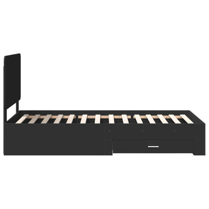 Bed Frame with Headboard Black 100 x 200 cm Engineered Wood