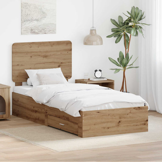Bed Frame with Drawer Artisan Oak 100 x 200 cm Engineered Wood