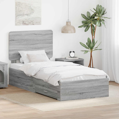 Bed Frame with Drawer Grey Sonoma 90 x 200 cm Engineered Wood