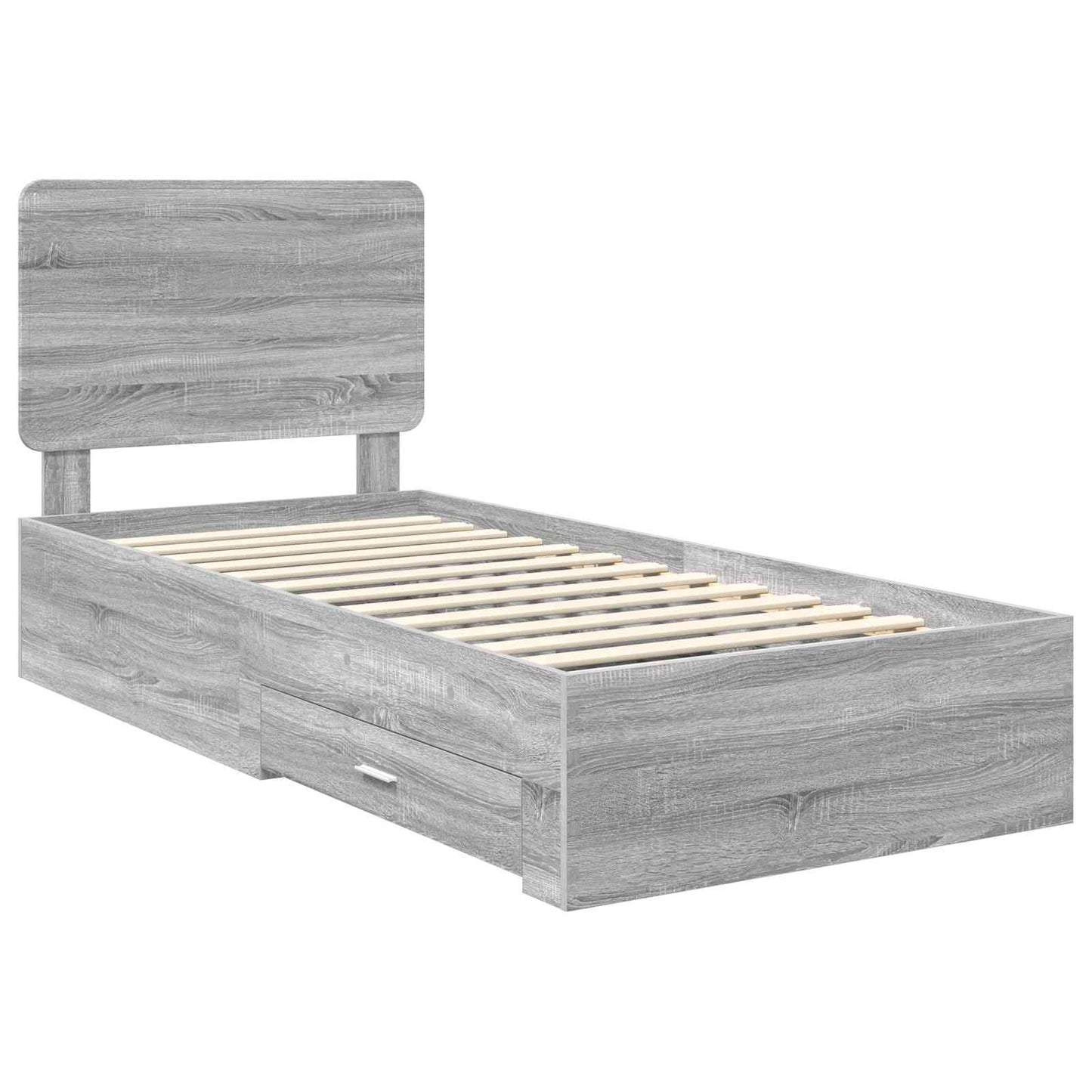 Bed Frame with Drawer Grey Sonoma 90 x 200 cm Engineered Wood