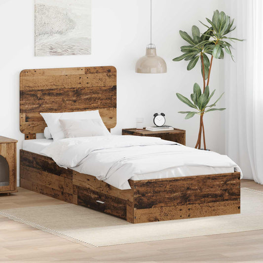 Bed Frame with Drawer Old Wood 90 x 200 cm Engineered Wood