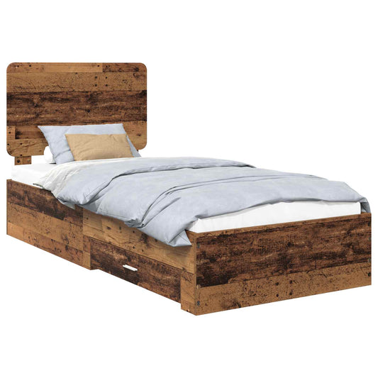 Bed Frame with Drawer Old Wood 90 x 200 cm Engineered Wood