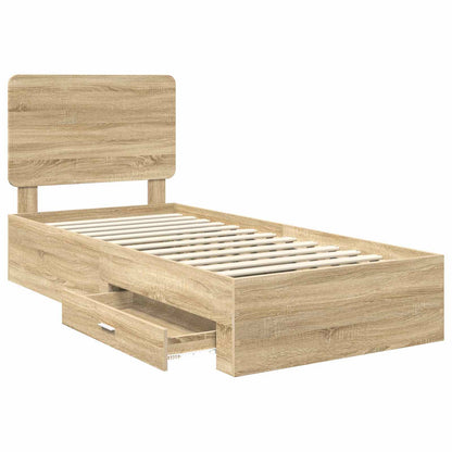 Bed Frame with Headboard Sonoma Oak 90 x 190 cm Engineered Wood