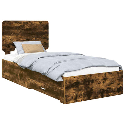 Bed Frame with Drawer Smoked Oak 90 x 190 cm Engineered Wood