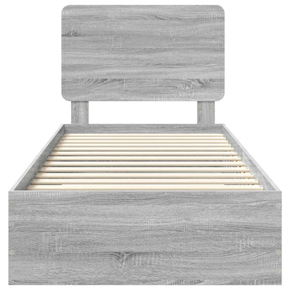 Bed Frame with Drawer Grey Sonoma 90 x 190 cm Engineered Wood