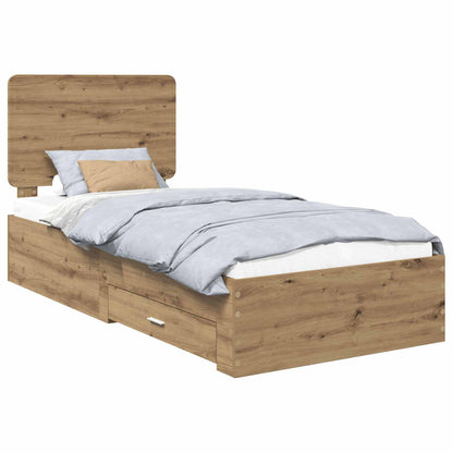 Bed Frame with Drawer Artisan Oak 90 x 190 cm Engineered Wood