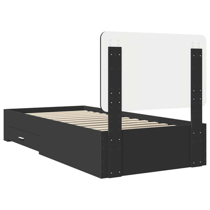 Bed Frame with Headboard Black 75 x 190 cm Engineered Wood