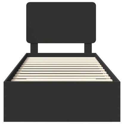 Bed Frame with Headboard Black 75 x 190 cm Engineered Wood