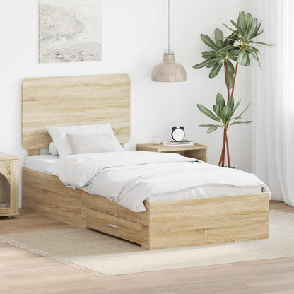 Bed Frame with Headboard Sonoma Oak 75 x 190 cm Engineered Wood