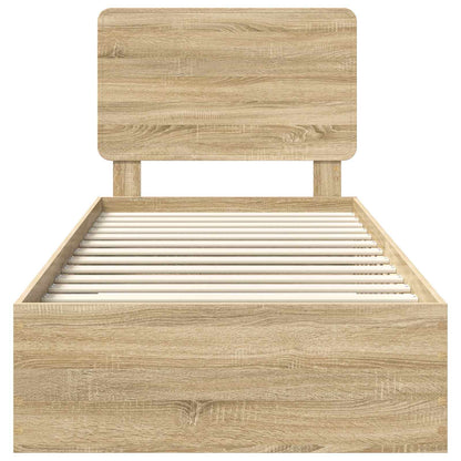 Bed Frame with Headboard Sonoma Oak 75 x 190 cm Engineered Wood