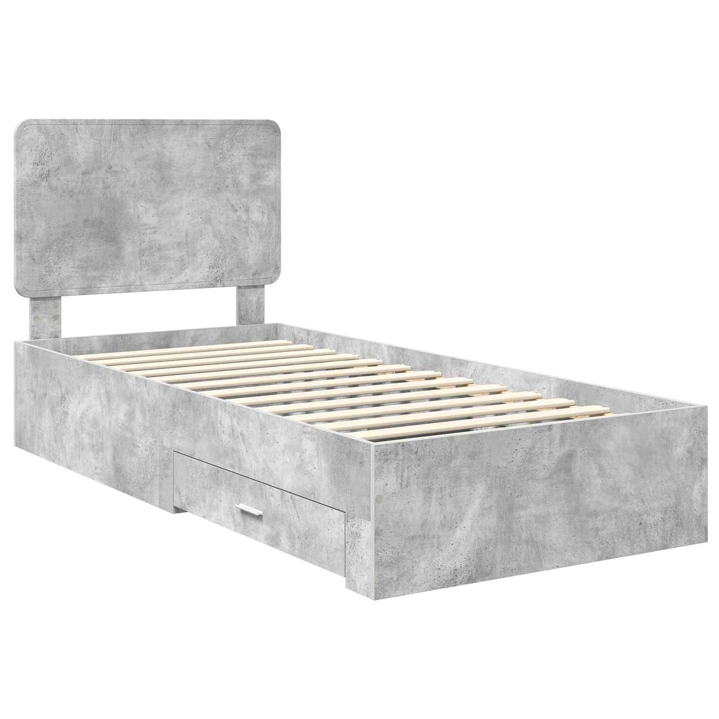 Bed Frame with Drawer Concrete Grey 70 x 190 cm Engineered Wood