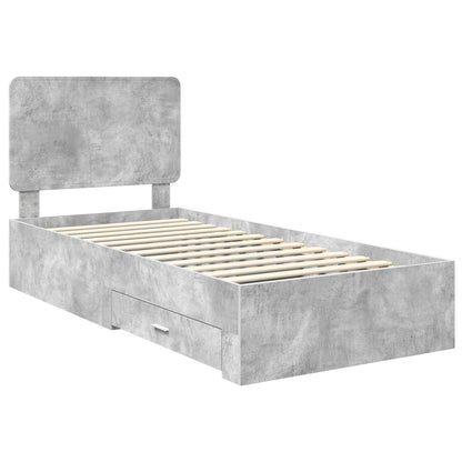 Bed Frame with Drawer Concrete Grey 70 x 190 cm Engineered Wood
