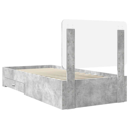 Bed Frame with Drawer Concrete Grey 70 x 190 cm Engineered Wood