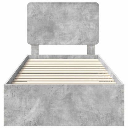 Bed Frame with Drawer Concrete Grey 70 x 190 cm Engineered Wood